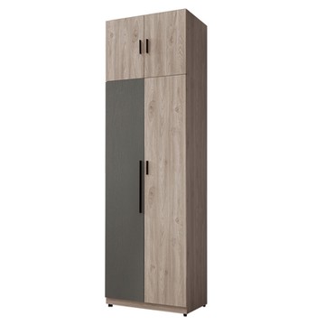 文創集 黛妮雙色2.5尺四門雙吊加高衣櫃組合-76x57x257cm免組