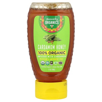 Heavenly Organics, 全有機小豆蔻蜂蜜，12 盎司（340 克）