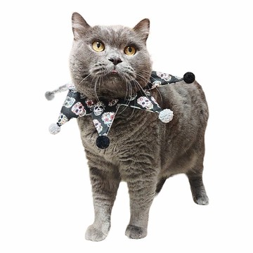 三角小丑領 - 骷髏頭花布