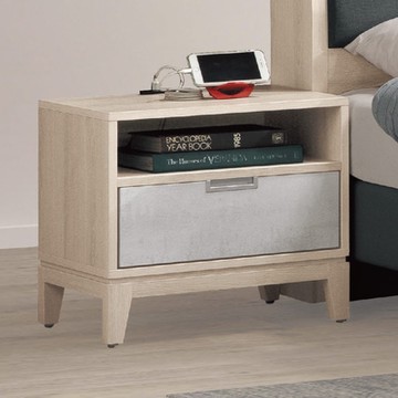 文創集 歐澤雙色1.7尺單抽床頭櫃-50x40x48cm免組