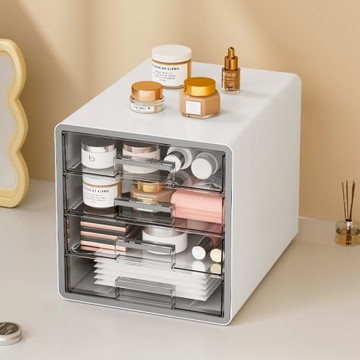 桌面收納柜透明抽屜式化妝品多層整理柜文具手賬文件多功能儲物架