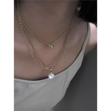 MINT THERAPY花瓣珍珠呼吸綠寶石項鏈女毛衣鏈63 OAK