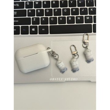 BAYLU韓國ins海瀨貓咪造型掛件適用于Airpods4代無線藍牙耳機殼白色硅膠膚感AirpodsPro/Pro2保護殼3代保護套