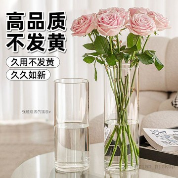 🚚在臺24H出貨🔥透明花瓶亞克力防摔高顏值直筒花瓶創意塑料花瓶擺件客廳插花水養