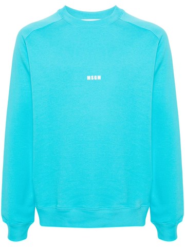 MSGM - logo-print cotton sweatshirt - men - Cotton - M - Blue