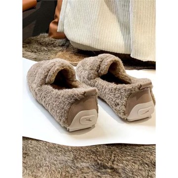 毛毛鞋女冬外穿2025年新款加絨棉鞋一腳蹬孕婦豆豆鞋大碼女鞋瓢鞋