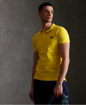 Superdry Men's Men's Organic Cotton Classic Pique Polo Shirt Yellow / Bright Yellow Twist - Size: M
