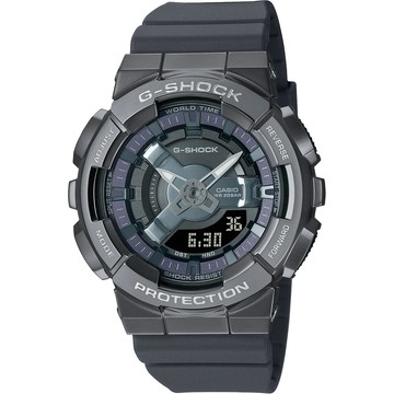 CASIO G-SHOCK 金屬色雙顯電子錶-個性銀 GM-S110B-8A