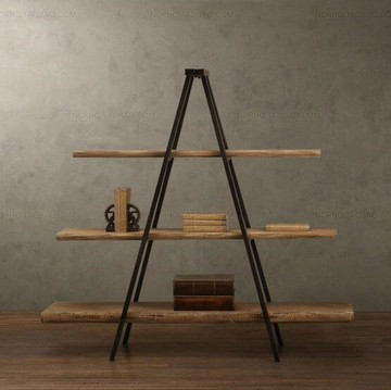 美式復古簡約實木書架書柜工業風置物架落地收納儲物架鐵藝展示架