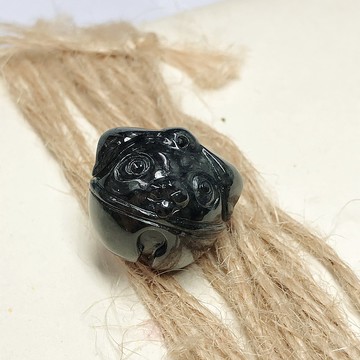 烏雞翡翠狗狗鈴鐺 | 天然緬甸A貨翡翠 | 送禮