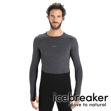 【icebreaker】男羊毛網眼圓領長袖上衣-BF260『灰/黑』0A56HH 戶外 露營 登山 健行 休閒 時尚 羊毛 吸濕 排汗 長袖