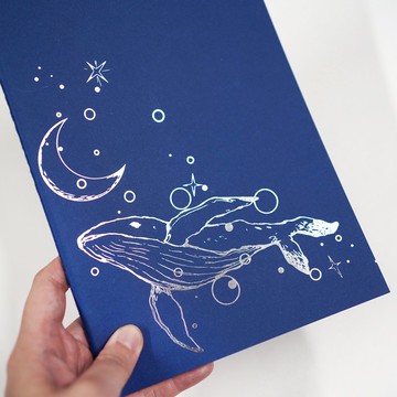 【鯨歸何處】水彩 插畫 鍍銀筆記簿 手帳 無時效 空白 海洋生物