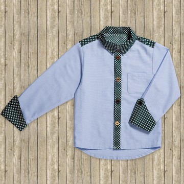 小王子拼接襯衫/天空藍/