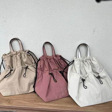 【巴黎精品】現貨+預購 後背包尼龍雙肩包-休閒帆布抽繩大容量女包包5色a1fp59