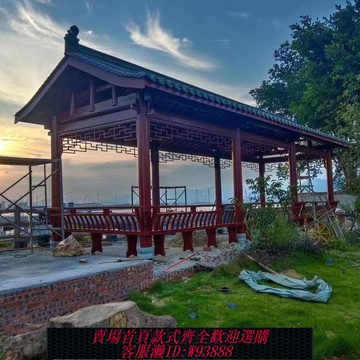 戶外景區新農村建設文化防腐木古建長廊私家庭院休閑亭葡萄架木屋