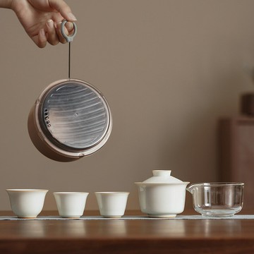 旅行茶具套裝便攜式快客杯壹壺兩杯戶外隨身泡茶壺茶杯收納包