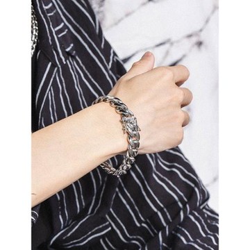 個性古巴鏈嘻哈王嘉爾同款街頭小眾歐美潮流hiphop手鏈男鈦鋼手環