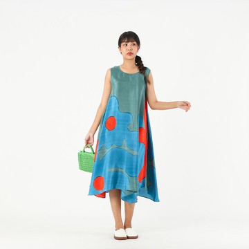 Sac Sleeveless Dress Soft Cotton Silk Hand Paint for Holiday