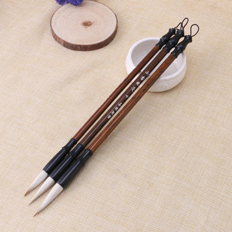 2020新1pc中国書道ブラシペンオオカミの毛筆木製ハンドル