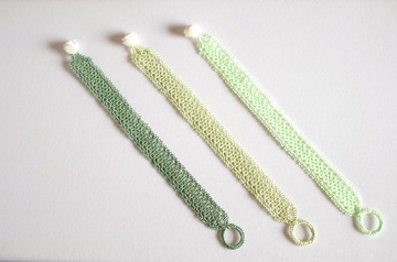 玫瑰扣梭織蕾絲手鍊綠色