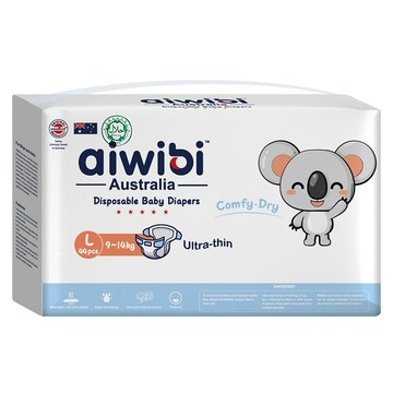 aiwibi 愛薇彼 清新乾爽透氣輕薄 黏貼型尿布 9~14kg  L  44片