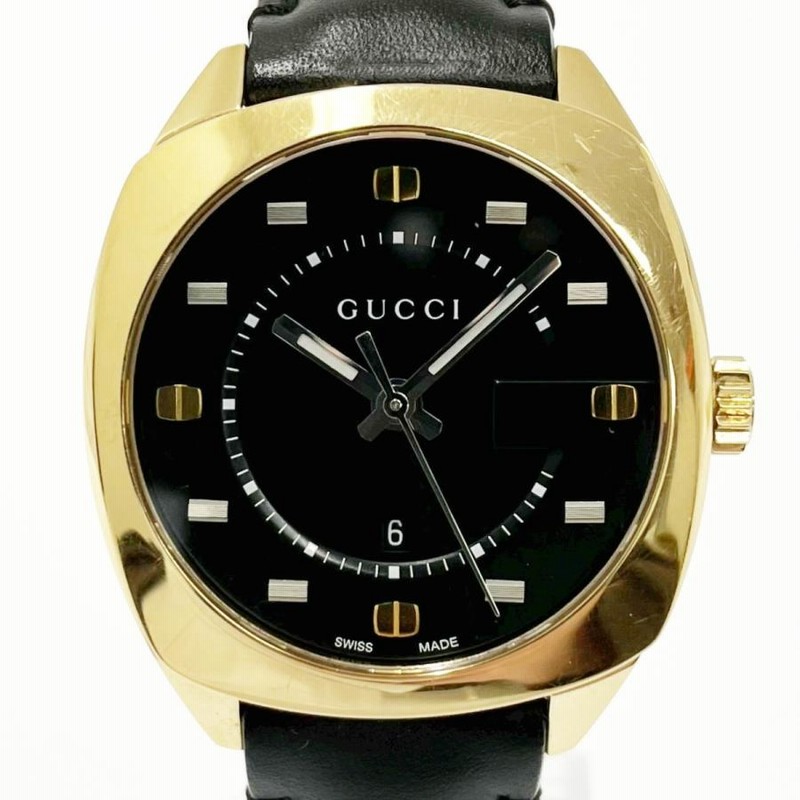 箱付き】 GUCCI グッチ GG2570/142.3 GP×革ベルト クオーツ メンズ