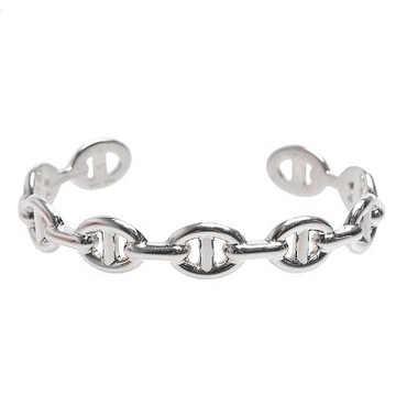 HERMES Chaine d ancre Enchainee 925純銀半圈豬鼻子手環(LG)