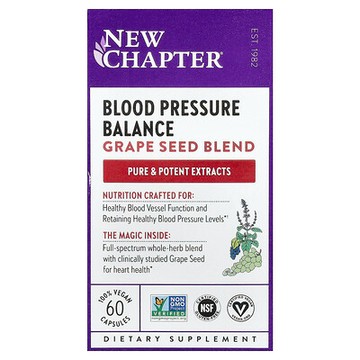 New Chapter, Blood Pressure Balance，葡萄籽混合物，60 粒VEGAN膠囊