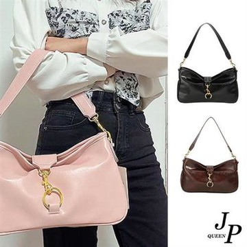 Jpqueen 美麗淑金屬扣女單肩斜背手提女用包(3色可選)