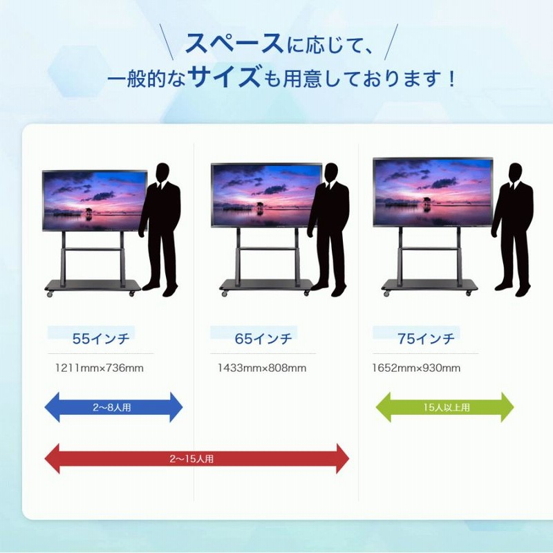 会議室向け】55型大型モニター4K対応キャスター付き