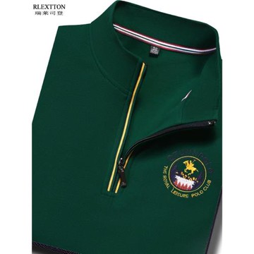 秋冬季男士T恤長袖立領半拉鏈高檔刺繡寬松打底上衣男裝體恤衛衣