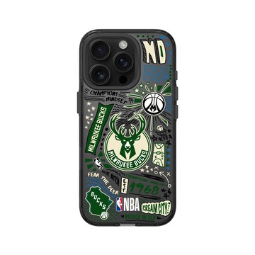 iPhone 16 Pro Clear (相機按鈕) 酷墨灰 - NBA - 塗鴉系列-密爾瓦基公鹿 Milwaukee Bucks - Graffiti