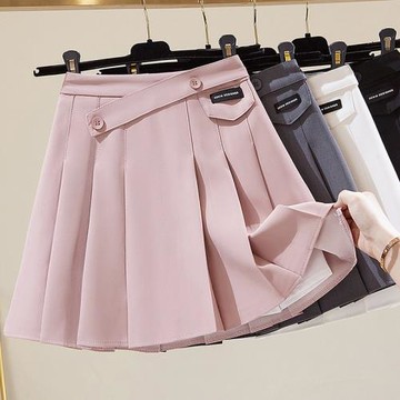 短裙女半身裙秋季女新款a字裙拉鏈高腰顯瘦安全褲裙子西裝百褶裙