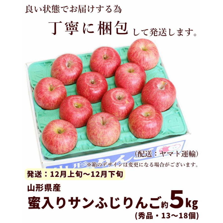 りんご サンふじ 山形県 東根市 蜜入りサンふじ 秀品 5kg 13〜18個 12月上旬頃から発送 ギフト 送料込