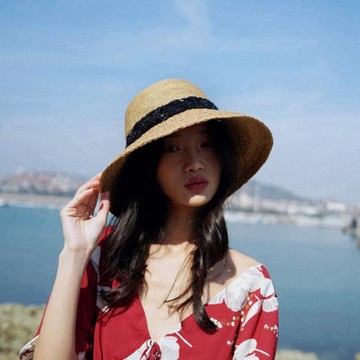 珍珠春夏新款女式漁夫帽拉菲草