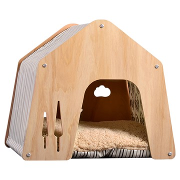 木質貓窩 60 x 55cm  1個  米色條紋