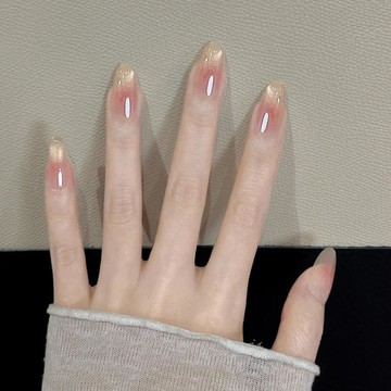 💗Yuki Nail💗氛圍香檳金貓眼指尖顯白氣質高階漸變百搭ins美甲可拆卸穿戴
