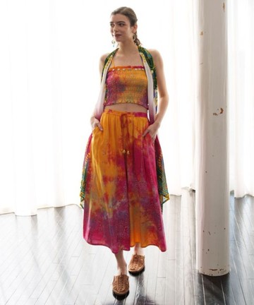 【熱門預購】 染色印花細肩上衣 (3色) IDS-5225