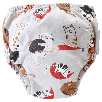 我家寶貝 6層紗寶寶學習褲 100%純棉紗布吸水成分 100%TPU複合膜防水成分  S  灰貓  1件