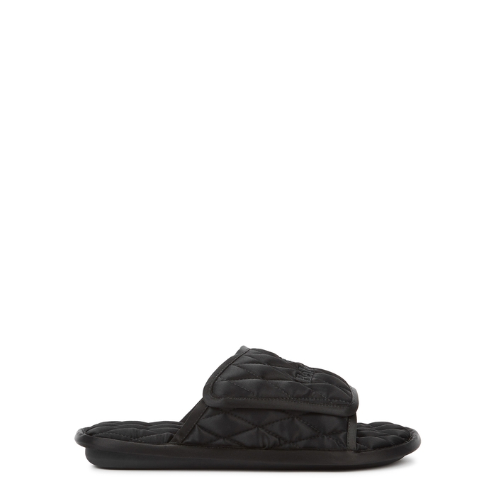 Balenciaga Home Black Quilted Satin Sliders