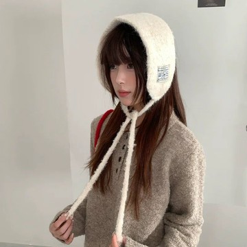 ✨新款特惠✨2025新款毛絨耳罩女冬秋季保暖護耳套綁帶小圍巾兩用護頸針織圍脖1106