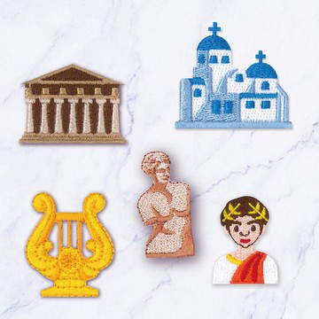 【刺繡貼紙】希臘|聖托里尼|希臘神殿|里拉琴