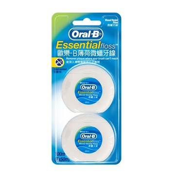 【詠晴中西藥局】歐樂B-薄荷(微蠟/無蠟)牙線-50m(2入組) 三合一牙線(超級牙線)
