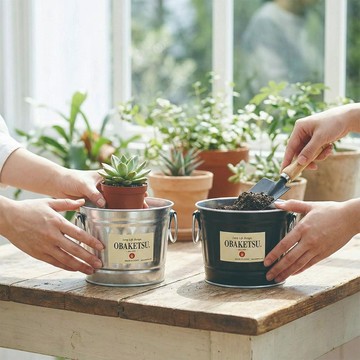 日本 OBAKETSU 手工製多功能迷你桶 1L - 銀色兩入組