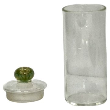 花釦茶葉罐 Set 89mm x 82mm  46mm x 127mm 特硬料玻璃  綠花  1組