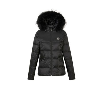 FILA GOLF 女防潑水羽絨連帽外套(帽可拆)-黑色 5JKZ-6132-BK