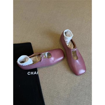 羊皮版~法式方頭鏤空單鞋女時尚小眾瑪麗珍鞋復古休閑平底穆勒鞋