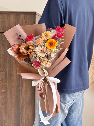 秋天感 永生太陽花花束 畢業花束