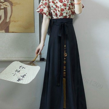 【熱銷輕衫行原創】漢服 新中式 坦領 天絲棉半臂 唐褙子 八破裙 夏季日常通勤 日常漢服 大碼新中式 改良漢服 國風穿搭