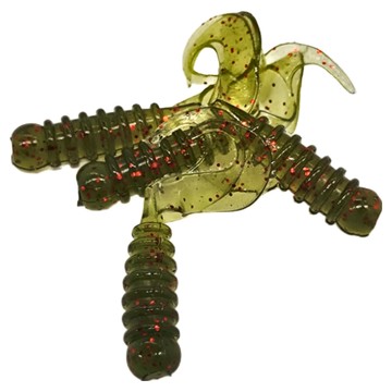 OWNER RB-1 1.5吋 雙捲尾蛆 Ring Twin Tail 歐娜 C'ultiva 針對根釣設計 適用於淡水小搞搞 輕薄尾巴  西瓜綠 + 紅亮片  1包